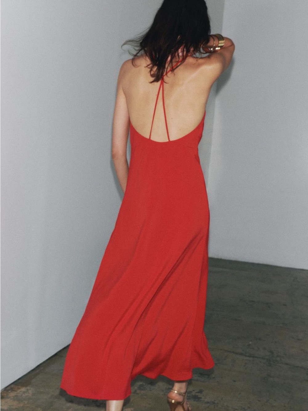 Zara NWT ZW COLLECTION Camisole Maxi Slip Red Dress Spaghetti Strap Quiet Luxury - Picture 2 of 16